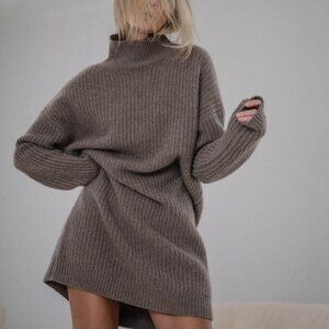 NWT Splendid Lightweight Cashmere Sweater Dress in Taupe